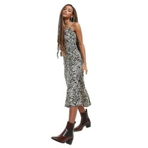 Violet‎ Romance Slip Dress Women 8 Satin Leopard Print Long Cami NWT Silky Chic